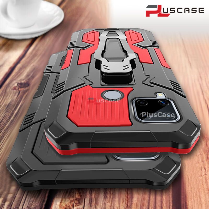 PlusCase for Realme C15 C12 C11 6i 6 5i 5 5s Stand Phone Case with Belt Clip  Grade Protection Phone Casing Rugged Back Cover