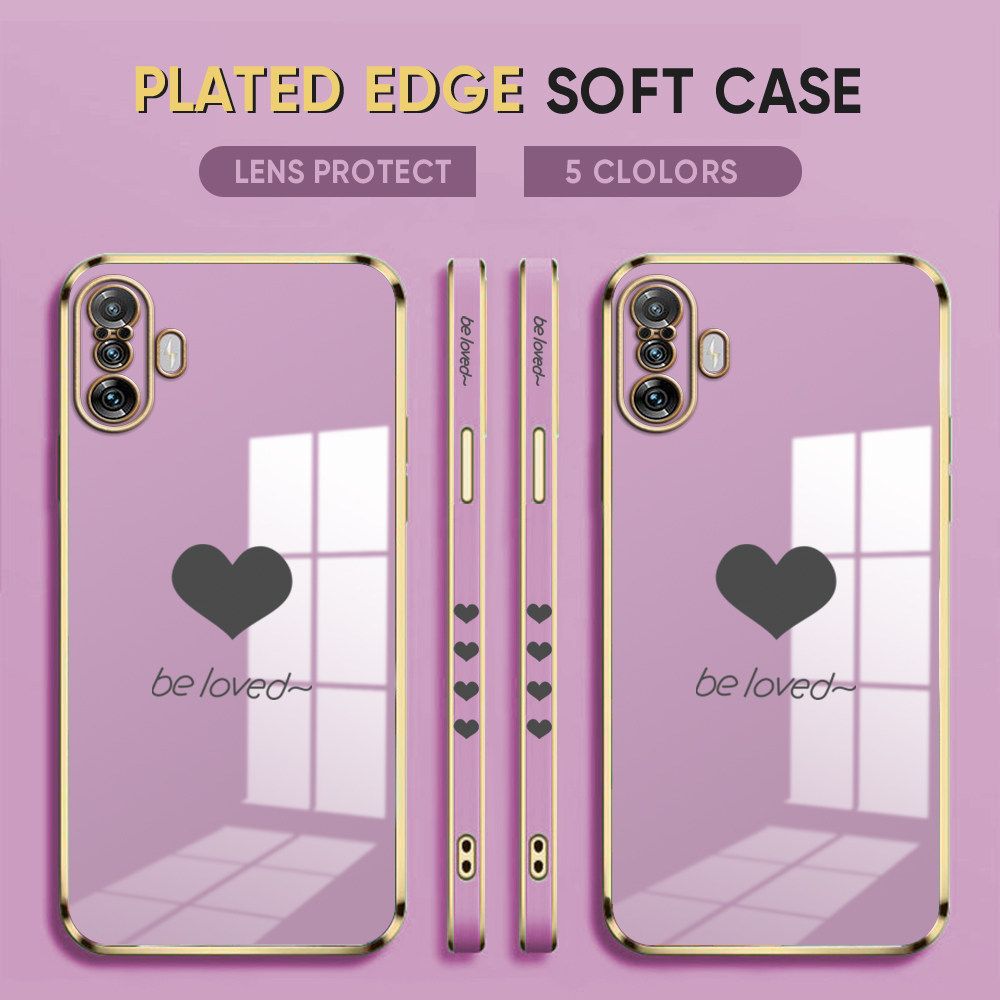 Luxury 6D Plating Case for Xiaomi 8 Phone Cases Lover Heart Side Print Soft Silicone Square Back Cover