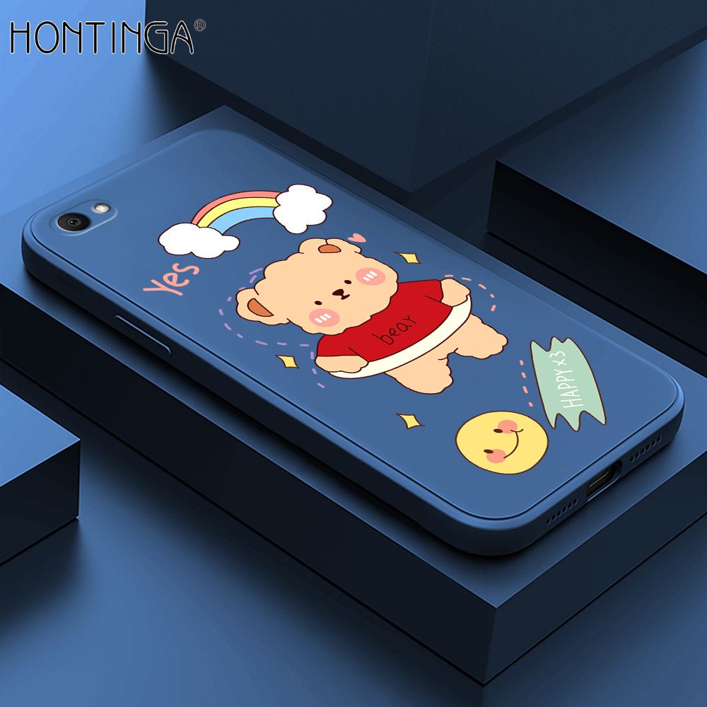 Hontinga for V5 / V5S / V5 Lite Case Lovely Cartoon Bear Phone Case Phone Case Soft Square Edge Silicone Cases Full Lens Cover Shockproof Protection Cover