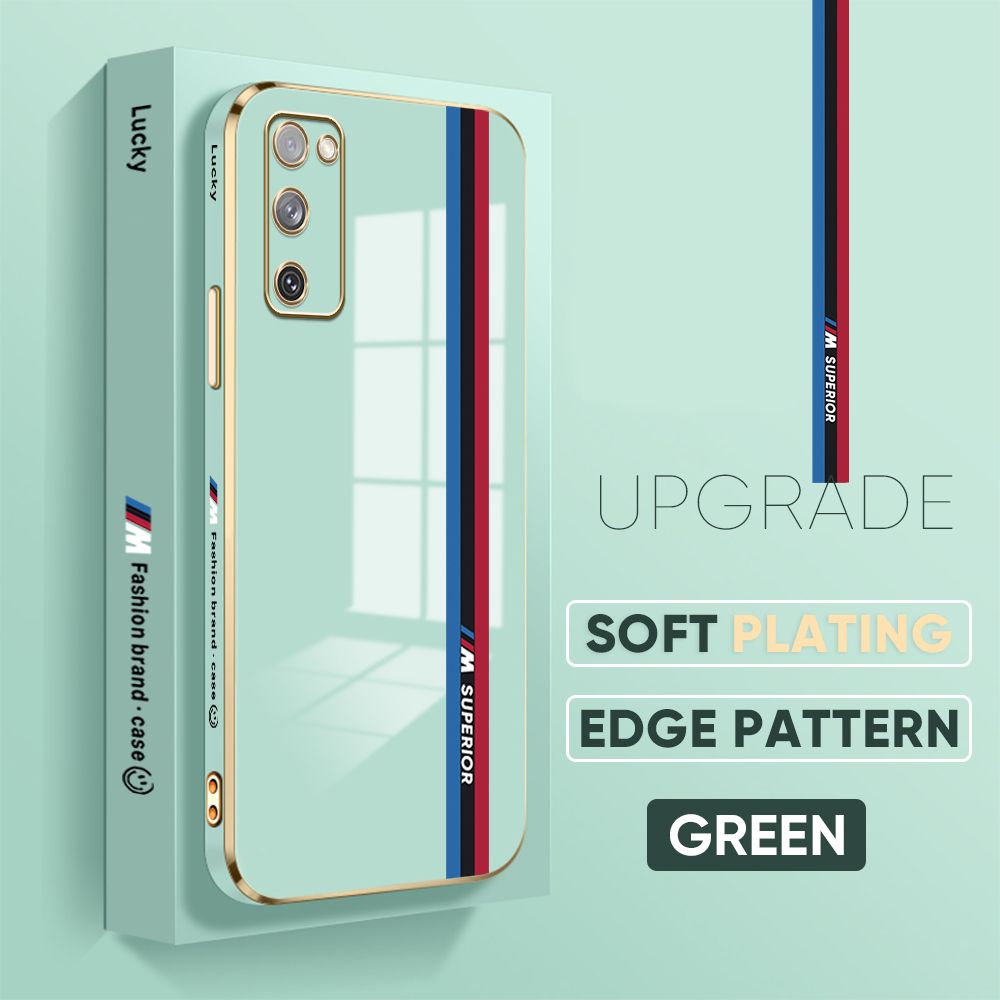 TA for Samsung Galaxy S20 FE S20FE 5G Back Cover + Free Lanyard Track Sign Luxury 6D Plating Case Side Pattern Soft Silicone Square Phone Cases
