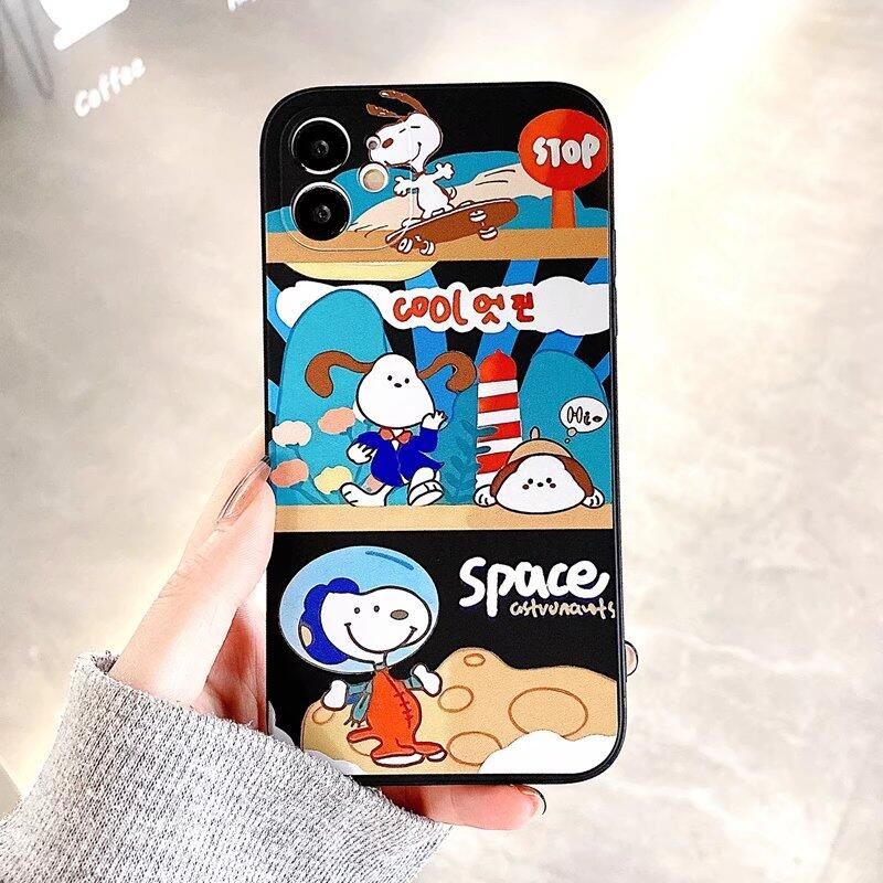 Olige Case For Samsung Galaxy A12 M12 Cute Cartoon Snoopy Camera Protection Shockproof Silicone Couple Soft Phone Cover