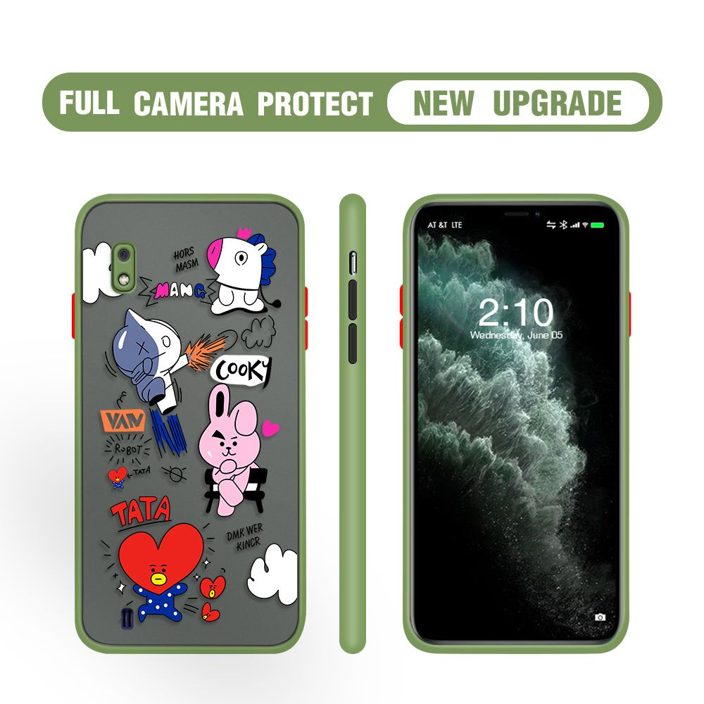 Hontinga for Samsung A10 Case Cute Cartoon Camera Shockproof Protection Cases Edge Frosted Transparent Phone Cover