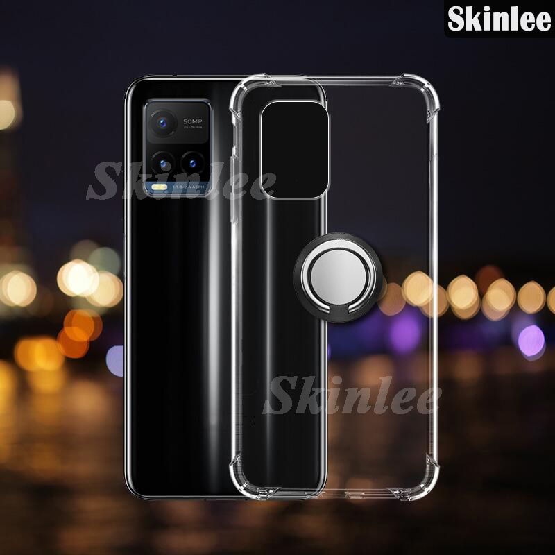 Skinlee Phone Case VIVO Y33 Clear Cover Holder Stand Back Cover Bracket Finger Magnetic Ring Back Cover for VIVO Y33 Transparent Cases