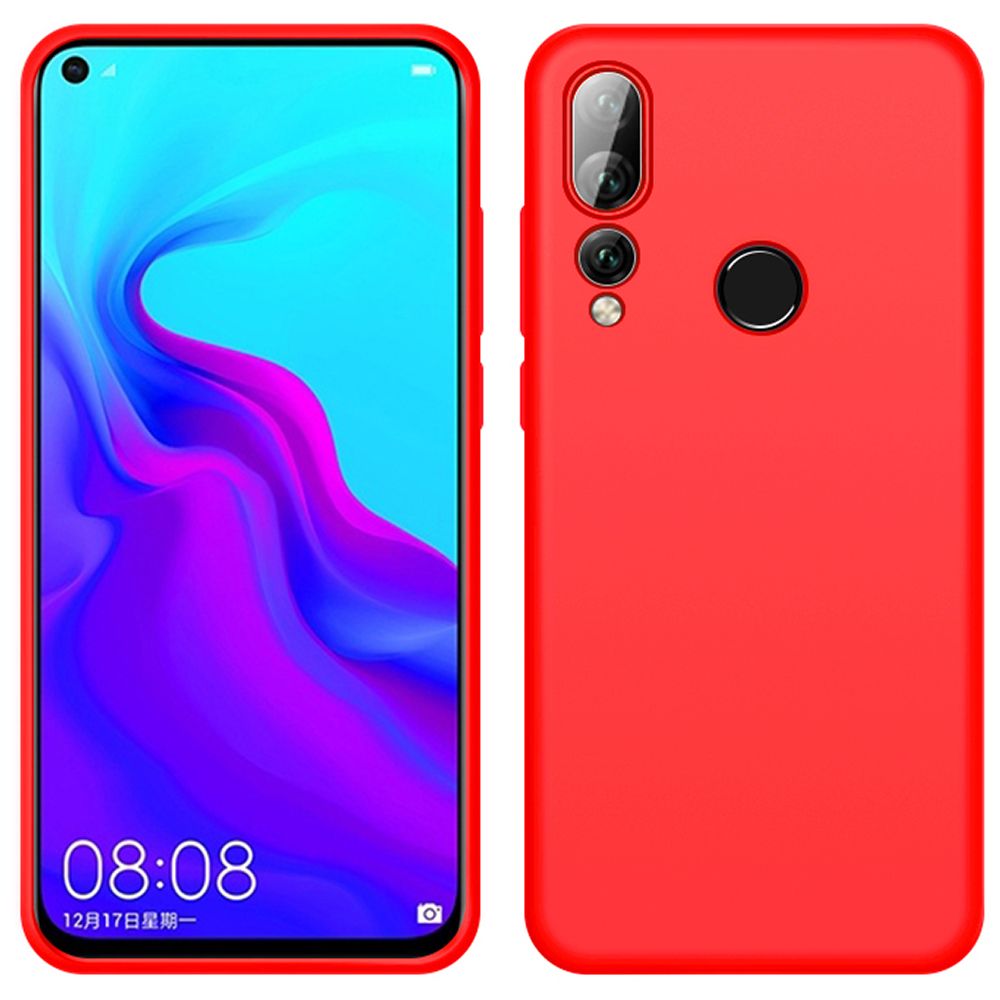 For Huawei Nova 4 Slim Liquid Silicone Soft Gel Rubber Shockproof Anti-Scratch Protective Case Cover