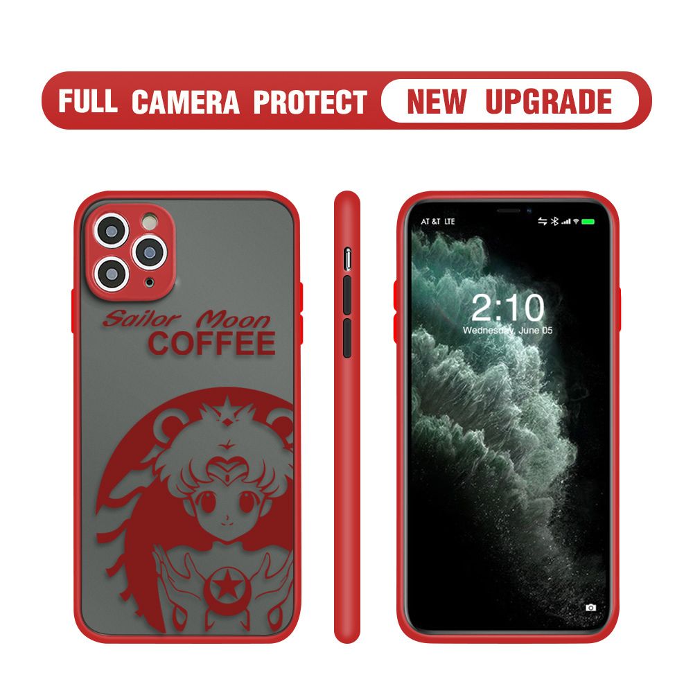 Hontinga for iPhone 11 Pro Max Case Sailor Moon Cases Edge Frosted Transparent Phone Cover