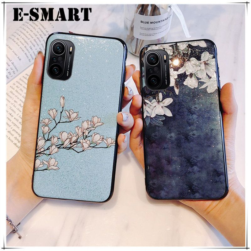 Phone case Xiaomi Redmi Note 10S Back Cover Flowers Gardenia & Magnolia Bling Glitter Soft Silicone Protector Redmi Note 10S Case