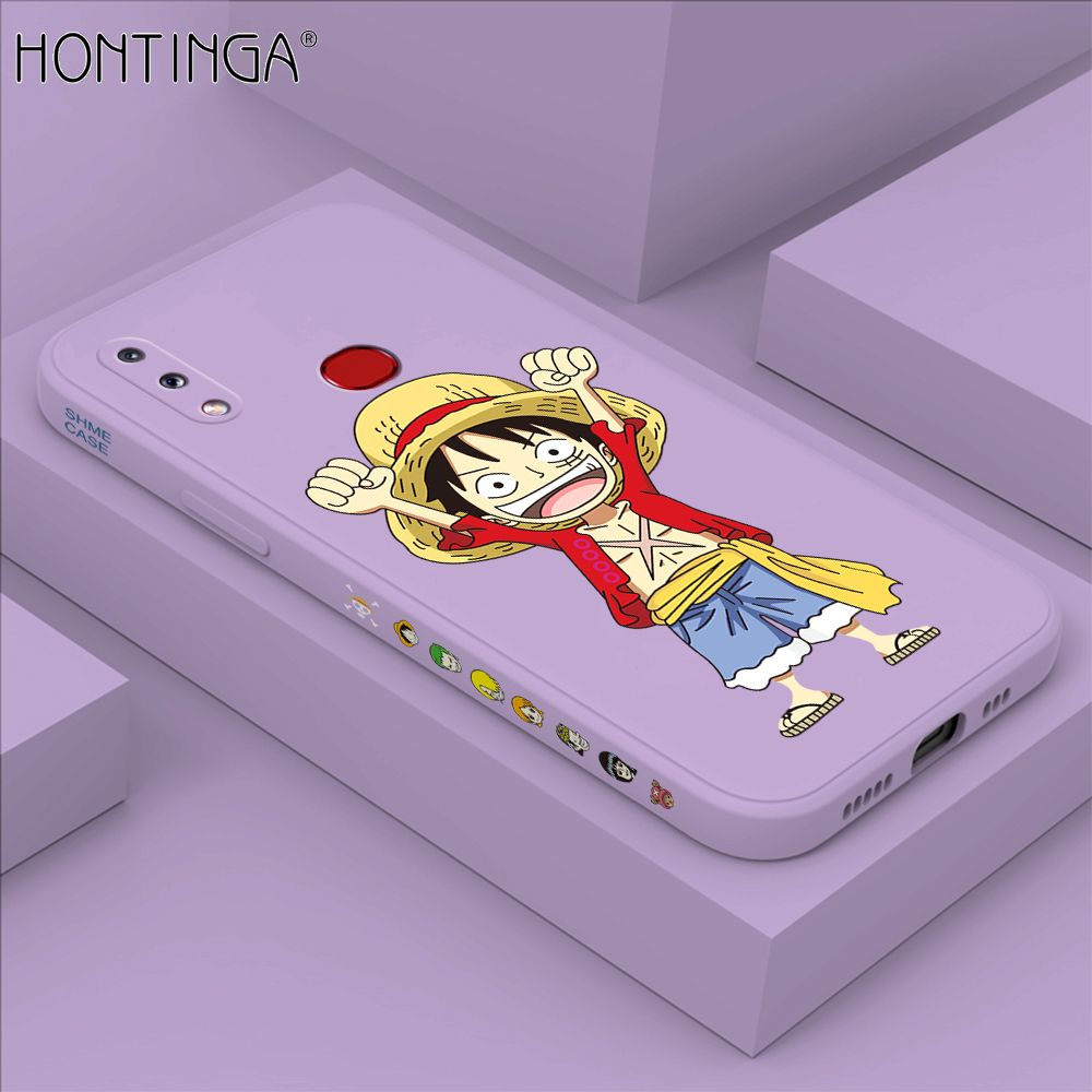 Hontinga for Samsung A10S Case Side Design Anime Cartoon Luffy Back Cover Soft Square Edge Pattern Liquid Silicone Trend Phone Cases