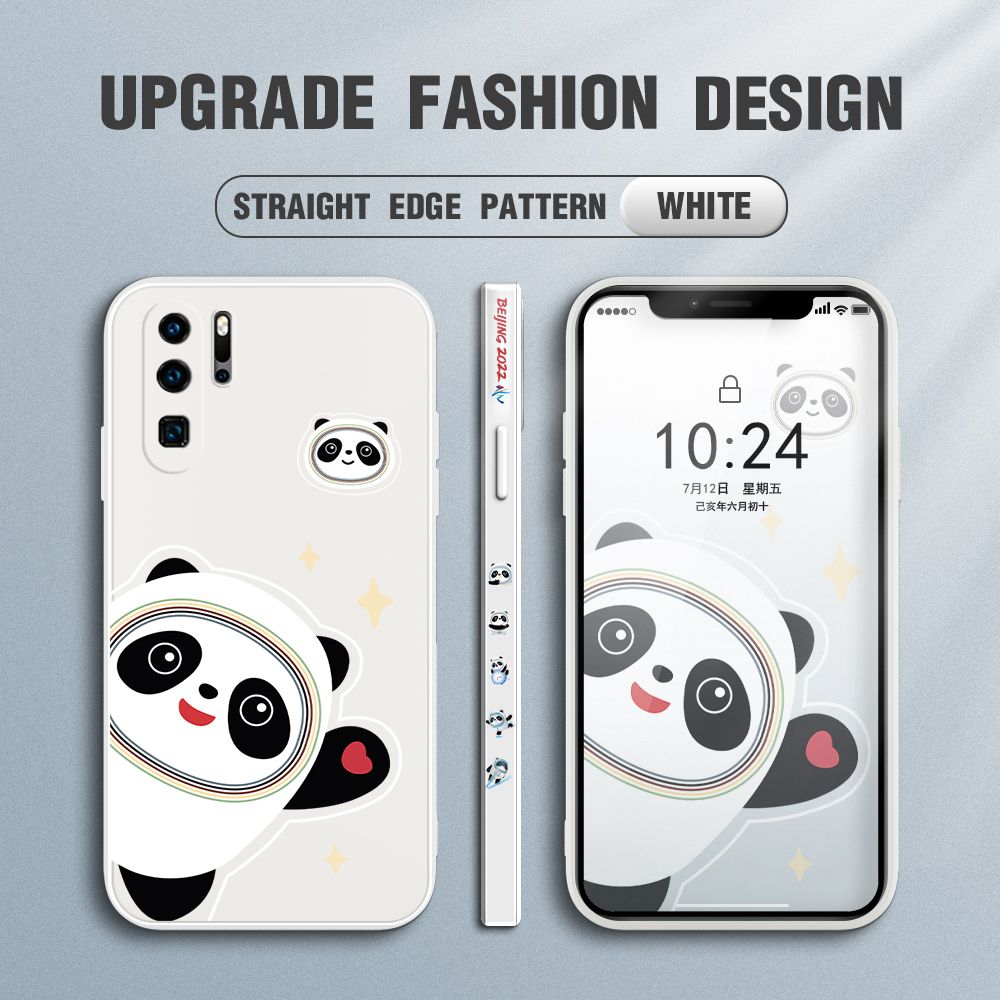 FHKL for Huawei P30 Pro Back Cover Bing Dwen Dwen Side design Soft Case Multicolor Liquid Silicone Phone Cases