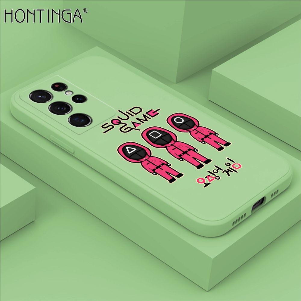 Hontinga for Samsung Galaxy S21 Ultra 5G Case Trend Cartoon Korean Squid Phone Cover Liquid Silicone Case Phone Protective Case