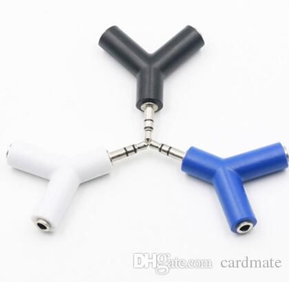 Caicen 3.5mm Audio Jack to Headphone Microphone 2 Way U Splitter Converter Adaptor - White