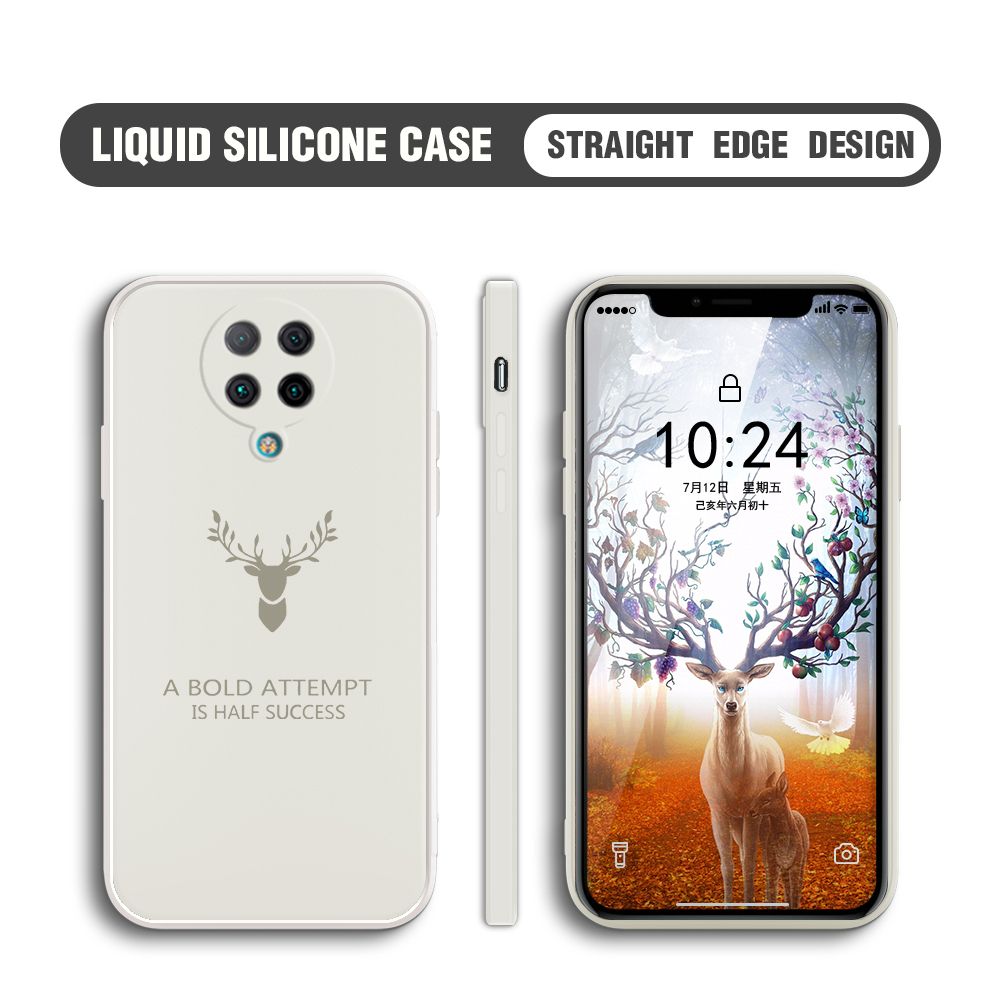 Hontinga for Xiaomi Poco F2 Pro Case Soft Silicone Square ELK Deer Reindeer Phone Cases Full Cover Camera Shockproof Protection Rubber Case