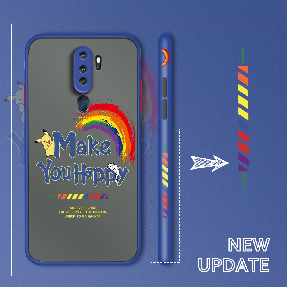 UCUC for OPPO A5 2020 / A9 2020 Back Cover Rainbow Pikachu Side Printed Design Phone Case Ultra Thin Frosted Cover Shockproof Phone Cover