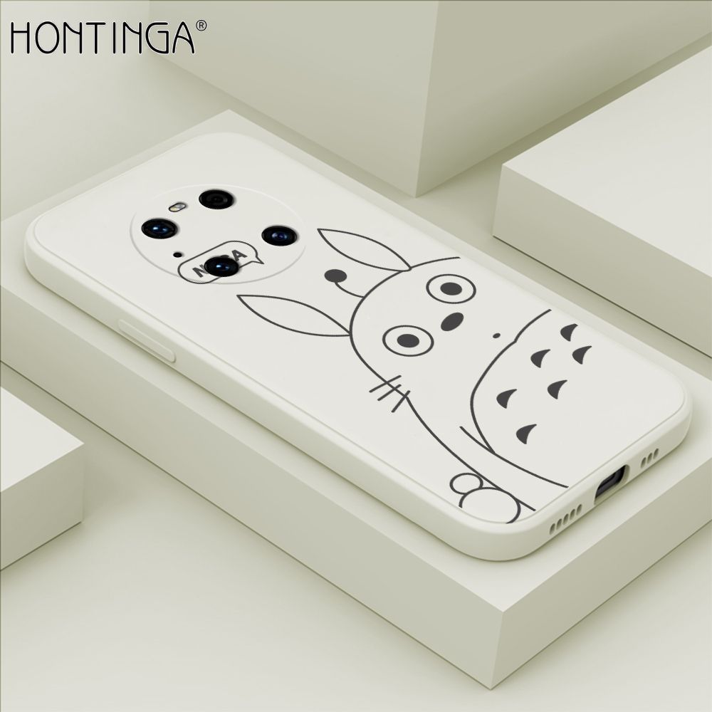 Hontinga for Huawei Mate 40 Pro Case Cartoon Cute Totoro Pattern Back Cover Soft Square Edge Liquid Silicone Phone Cases