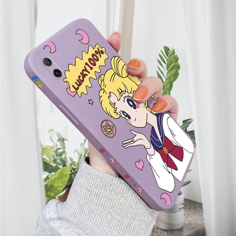 AMORVOR for Huawei Y7 Pro 2019 Back Cover Anime Super Sailor Moon Side design Soft Case Liquid Silicone Phone Cases
