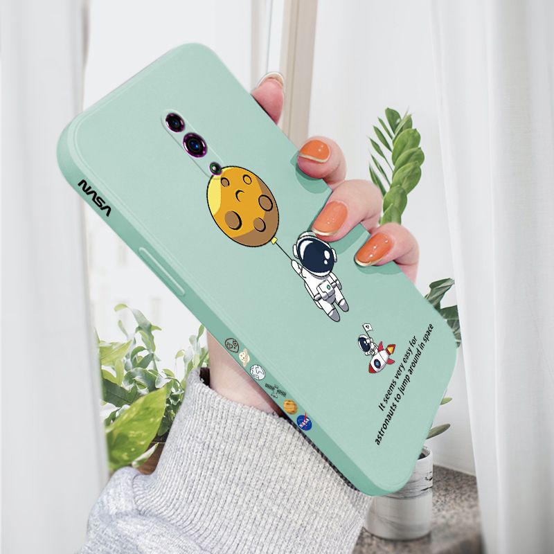 AMORVOR for OPPO Reno Back Cover Cartoon Astronautn Side design Soft Case Liquid Silicone Phone Cases