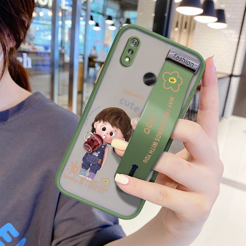 UCUC for Realme 3 Wrist Strap Case Girl Drinking Cola Wristband Printing Cover Shockproof Ultra Thin Phone Case