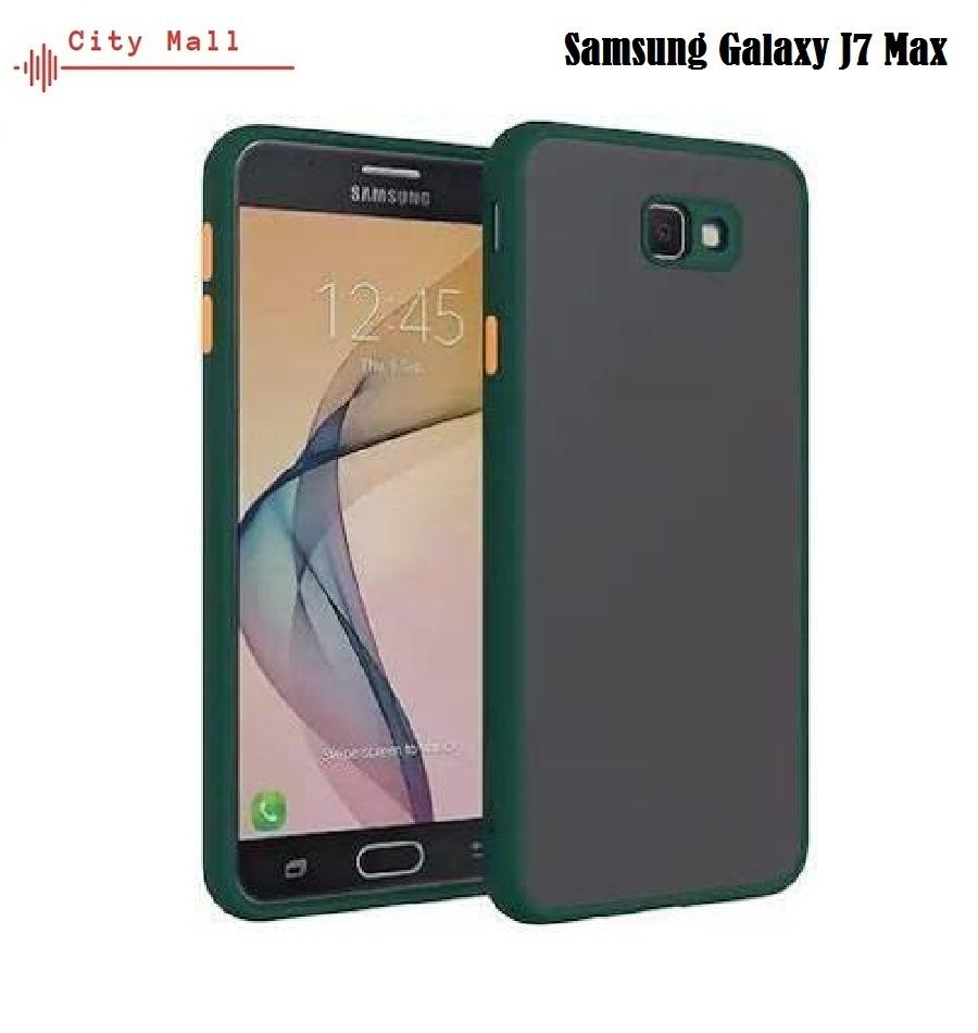Samsung Galaxy J7 Max Translucent Shockproof Smoky Matte Case Colored Button - Phone Back Cover