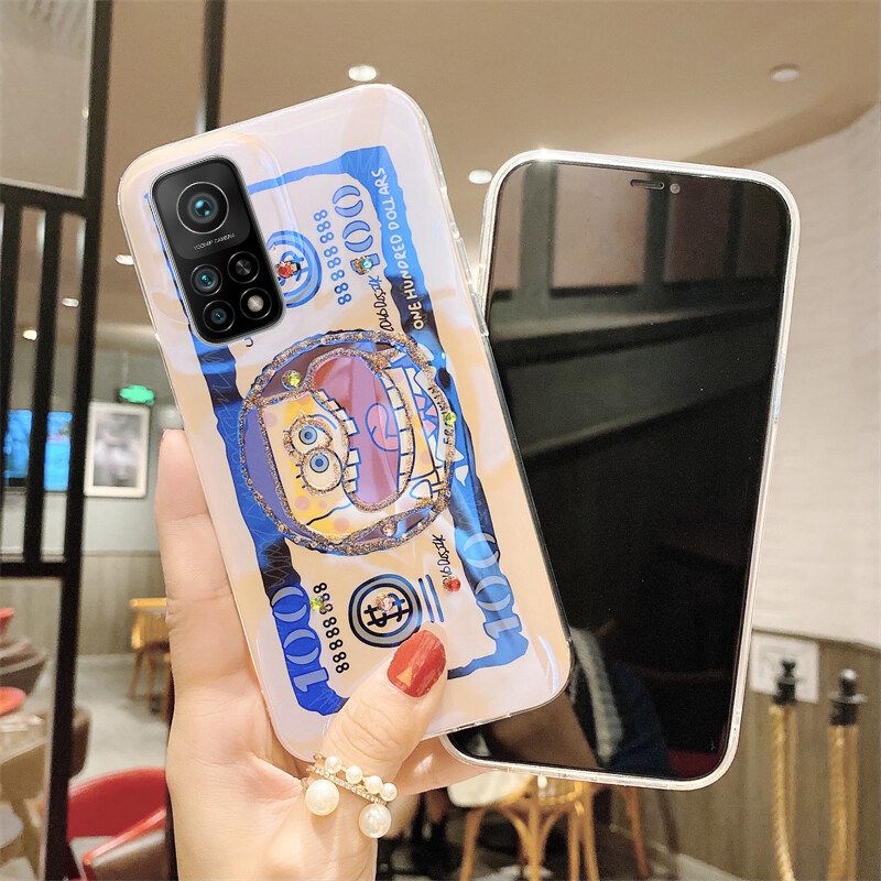 Phone case Xiaomi 10T Case Blue-Ray Bling Glitter Cartoon SpongeBob Patrick Silicone Back Cover For Xiaomi Mi 10T Cases