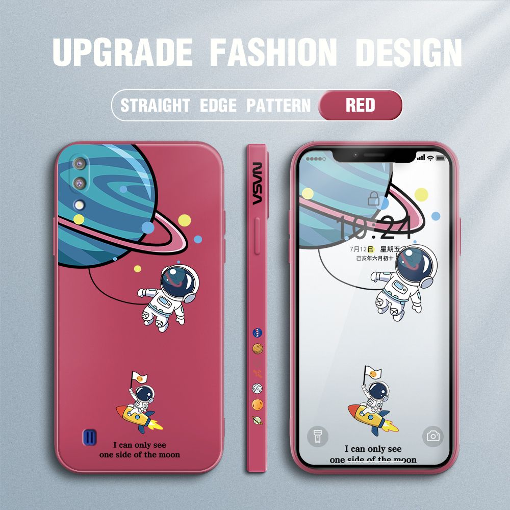 FHKL for Samsung Galaxy M10 Back Cover Cartoon Astronaut Side design Soft Case Multicolor Liquid Silicone Phone Cases