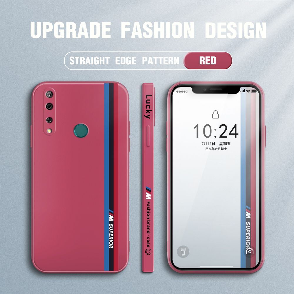 Jizetin for Huawei Y9 Prime 2019 Back Cover Simple Graffiti Track Side Design Liquid Silicone Phone Case Soft Full Camera Protect Phone Cases