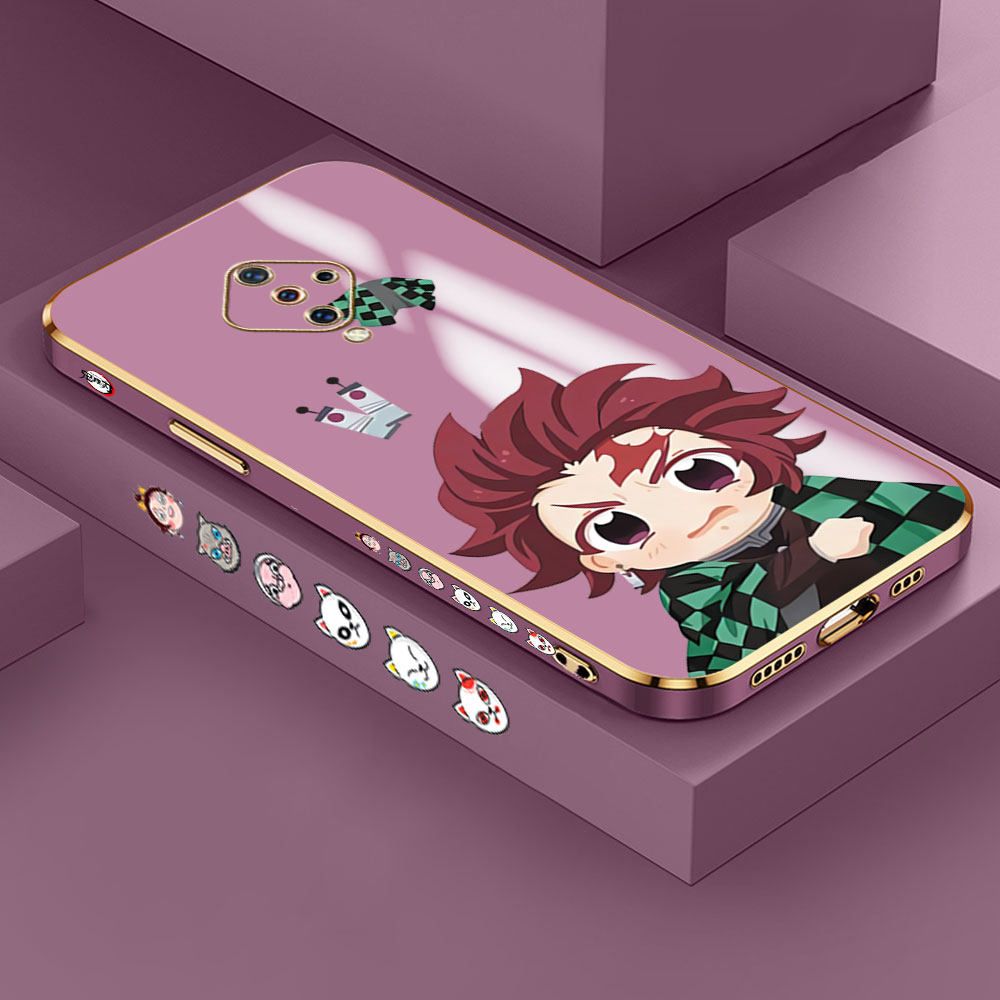 Jizetin (Free Lanyard) Vivo S1 Pro Case Lovely Tanjiro Luxury 6D Plating Soft Casing Silicone Ultra Thin Phone Cover