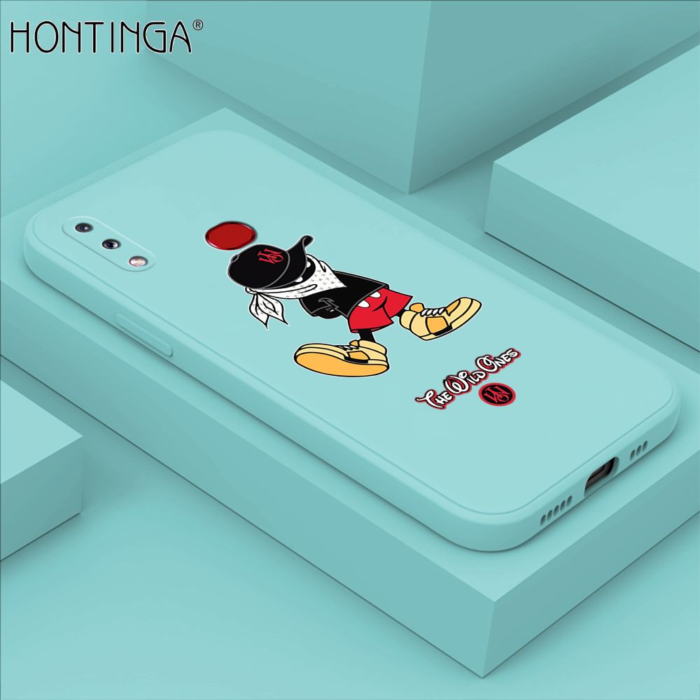 Hontinga for Samsung Galaxy A10S Case Cartoon Masked Mouse Phone Case Soft Square Edge Silicone Cases Full Lens Cover Shockproof Protection Cover