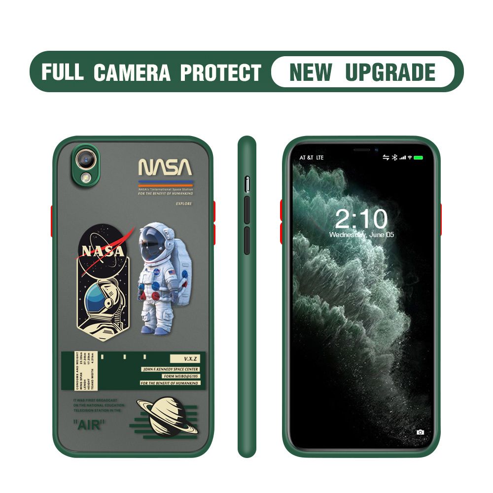 Hontinga for OPPO A37 A37F Case Cartoon Astronaut Cover Camera Shockproof Protection Case Edge Frosted Transparent Phone Cover