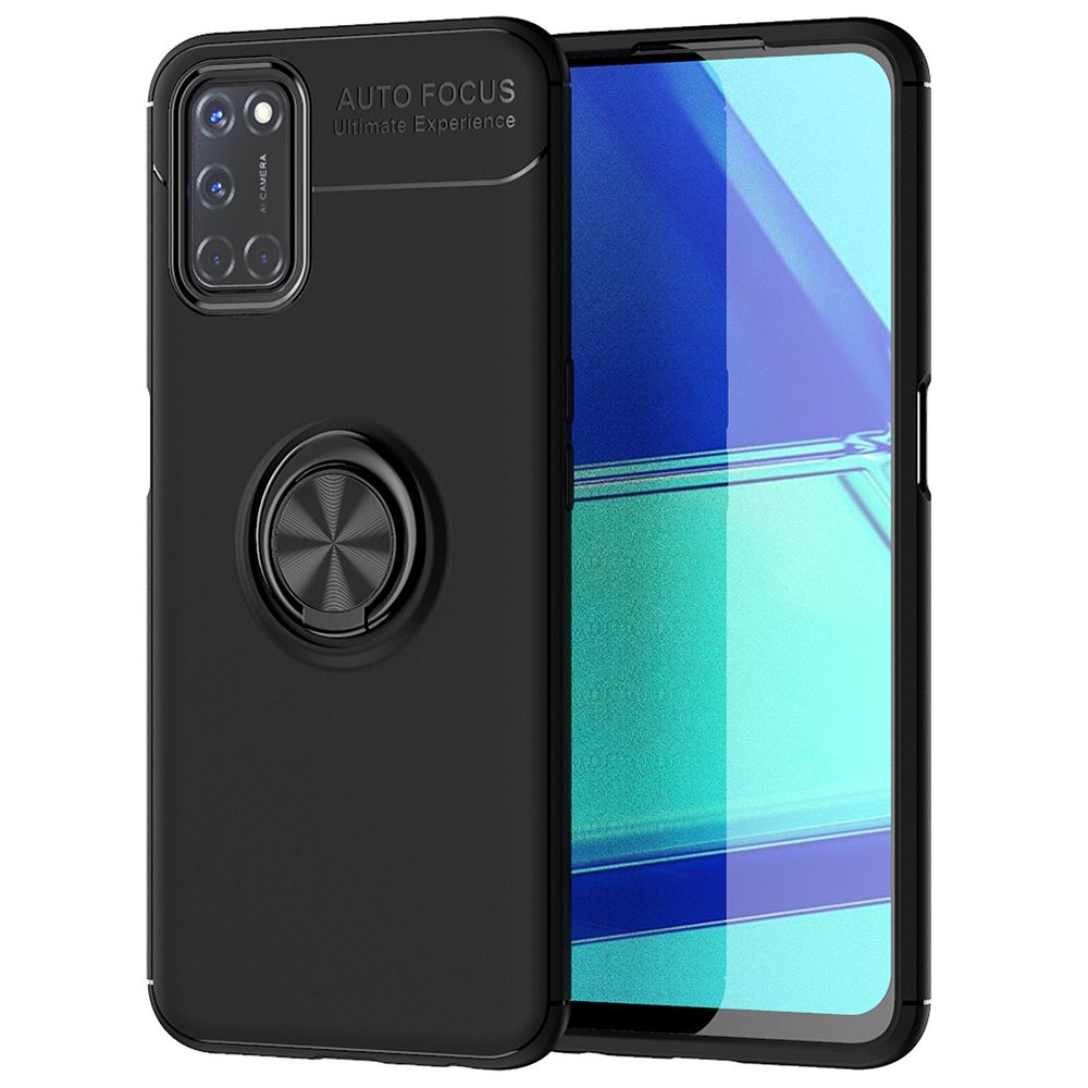 For OPPO A52 360 Degree Rotating Ring Clip Holder Case (Compatible with Magnetic Car Mount) Resilient TPU Drop Protection Armor Protective Case Cover