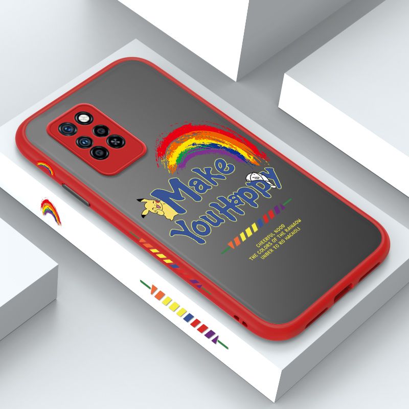 ZeroQiQi for Infinix Note 10 Pro Case Creative Cartoon Rainbow Pikachu Side Printing Cover Frosted Ultra Thin Protective Anti Fall Phone Case