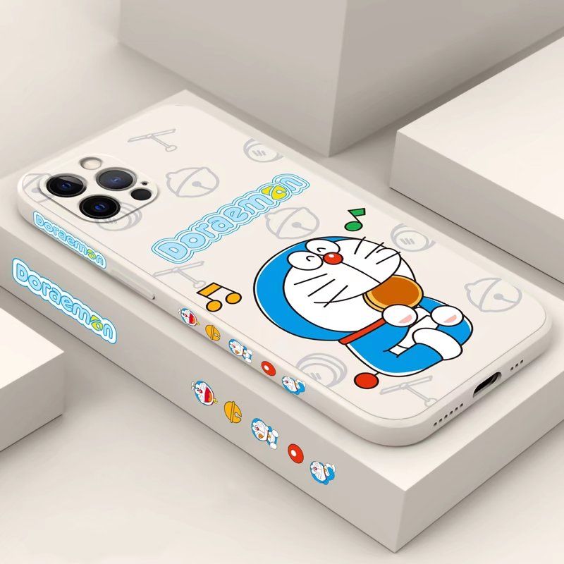 Olige Case For iPhone 12 Pro Cute Cartoon Doraemon Straight Edge Silicone Soft Phone Case
