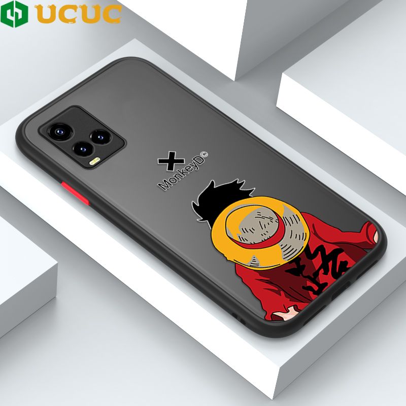 UCUC for Vivo Y33S / Y21 2021 / Y21A / Y21S / Y21T / Y21E / T1X / Y33T Back Cover Back Shadow Luffy Frosted Transparent Hard Phone Case Thin Shockproof Full Cover Camera Protect Case