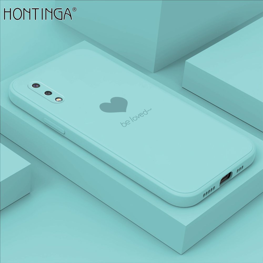Hontinga for Samsung M02 A02 Case Simple Lover Heart Pattern Back Cover Soft Square Edge Liquid Silicone Phone Cases