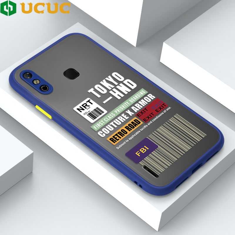 UCUC for Infinix Smart 4 Back Cover FBI Sticker Frosted Transparent Hard Phone Case Thin Shockproof Full Cover Camera Protect Case