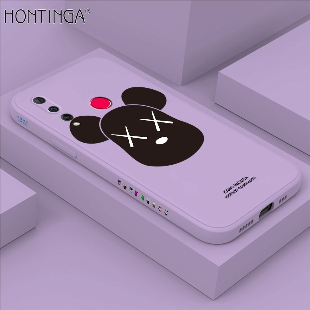 Hontinga for Huawei Nova 4 Case Side Design Violent Bear Head Back Cover Soft Square Edge Pattern Liquid Silicone Trend Phone Cases