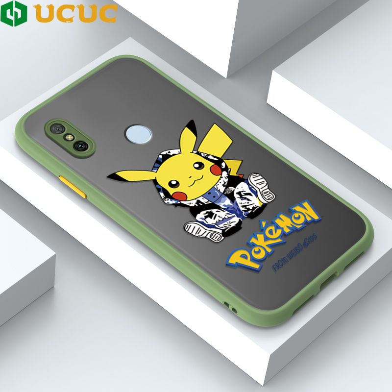 UCUC for Redmi 6 Pro / MI A2 Lite Back Cover Wrapped Pikachu Frosted Transparent Hard Phone Case Thin Shockproof Full Cover Camera Protect Case
