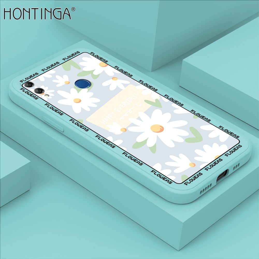Hontinga for Honor 8X MAX Case Beautiful Daisy Flower Phone Case Phone Case Soft Square Edge Silicone Cases Full Lens Cover Shockproof Protection Cover
