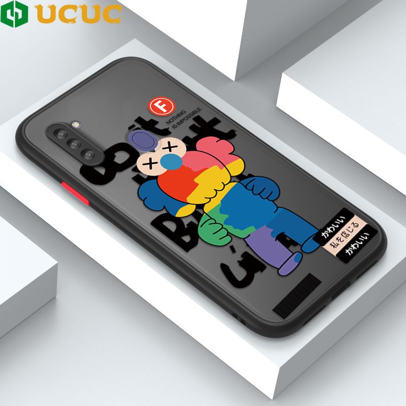 UCUC for Samsung Galaxy A11 M11 Back Cover Colorful Bear Frosted Transparent Hard Phone Case Thin Shockproof Full Cover Camera Protect Case