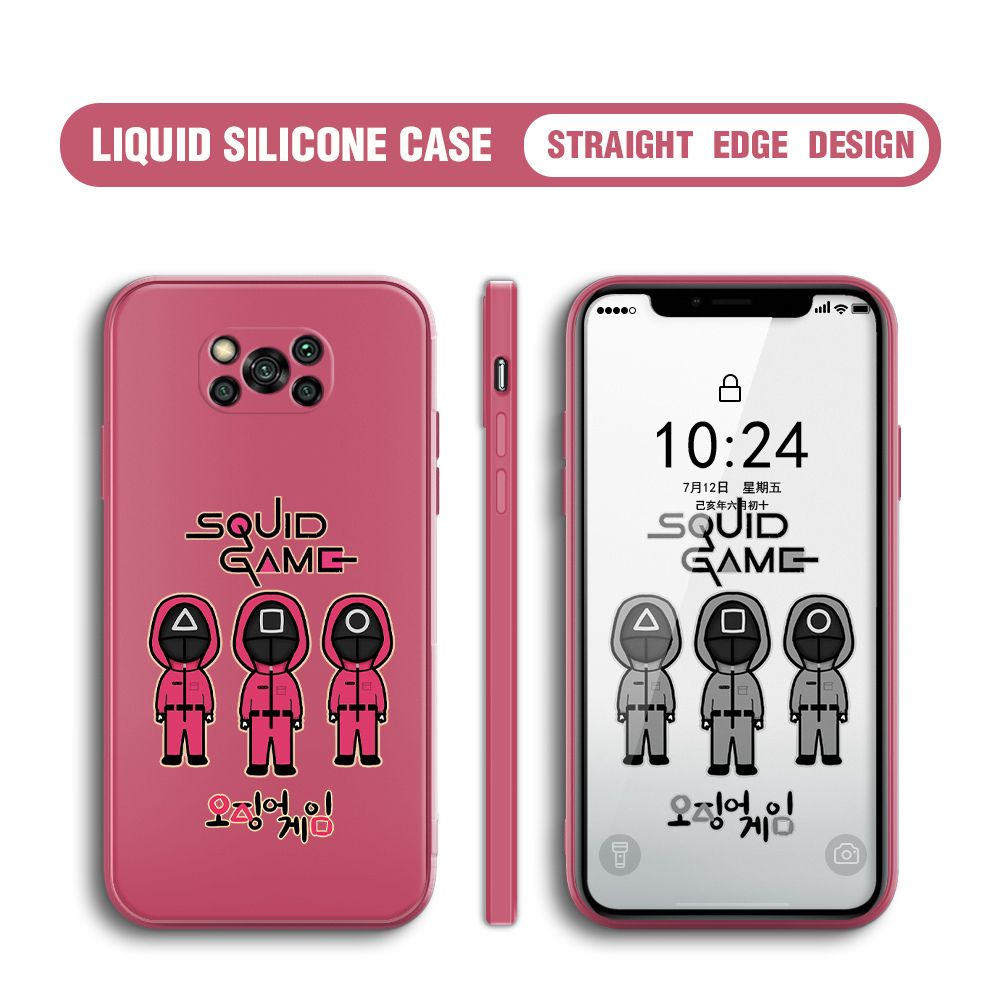 Jizetin for Xiaomi Poco X3 Pro / Poco X3 NFC Case Trend Cartoon Korean Squid Phone Cover Liquid Silicone Case Phone Protective Case