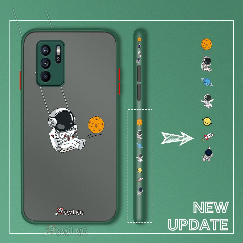 UCUC for OPPO Reno6 Z 5G Back Cover Swing Astronaut Side Printed Design Phone Case Ultra Thin Frosted Cover Shockproof Phone Cover