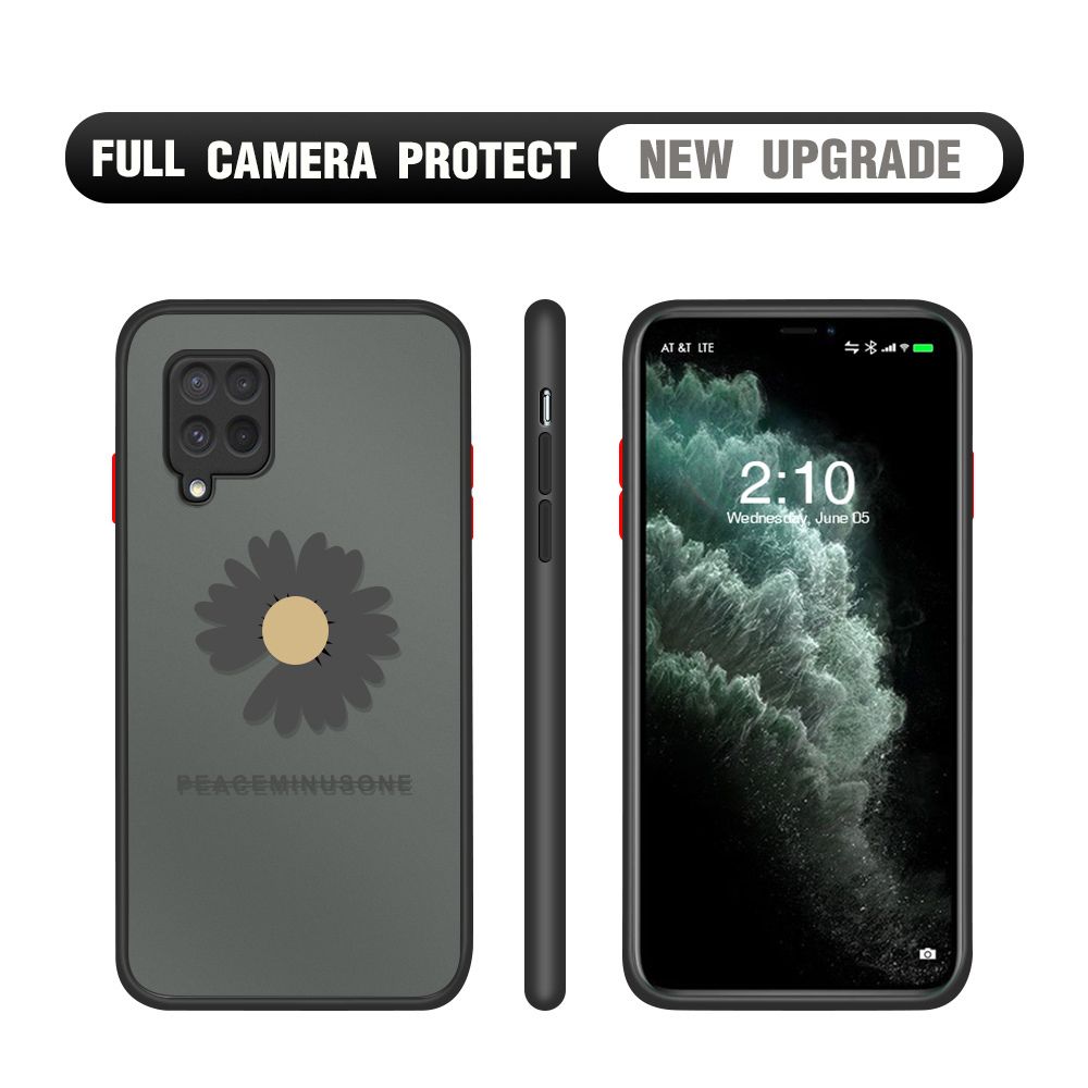 Hontinga for Samsung M62 Case Daisy Flower Cover Camera Shockproof Protection Case Edge Frosted Transparent Phone Cover