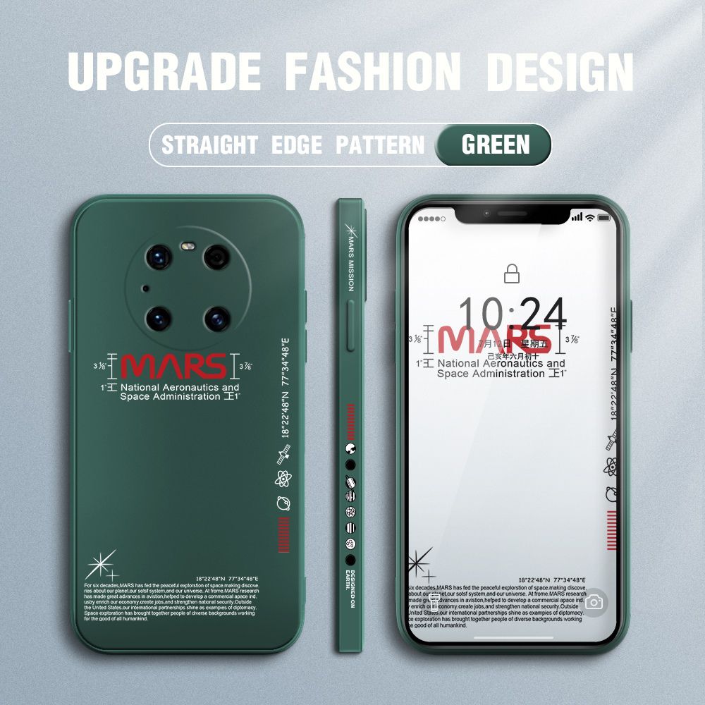 Jizetin for Huawei Mate 40 Pro Plus Case New NASA Design Side Design Phone Case Square Edge Pattern Liquid Silicone Cases Full Cover Camera Soft Protection Case