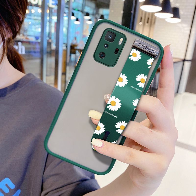 UCUC for Xiaomi Poco X3 GT Wrist Strap Case INS Style Small Fresh Daisies Wristband Printing Cover Shockproof Frosted Phone Case