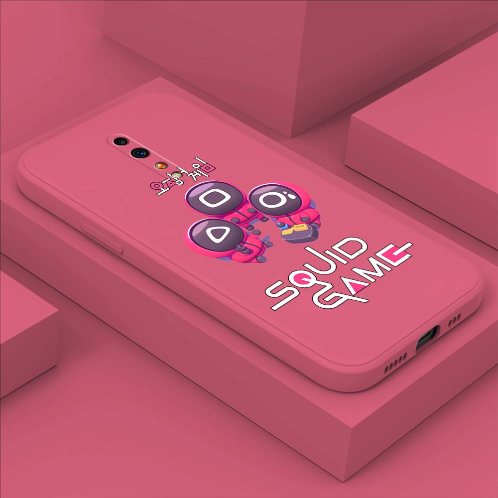 ZeroQiQi for OPPO Reno Z Case Cute Cartoon Cute Squid Character Phone Cover Square Liquid Silicone Shockproof Phone Protective Case