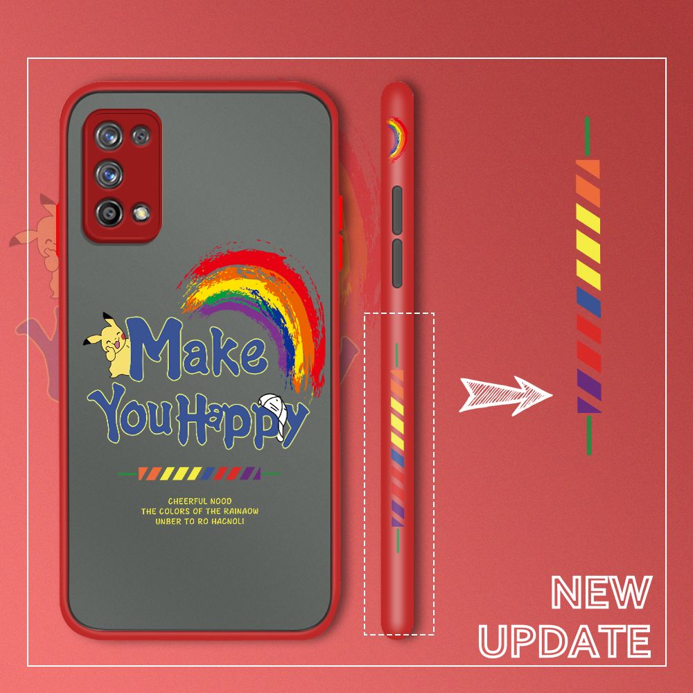 UCUC for Realme 7 Pro Back Cover Rainbow Pikachu Side Printed Design Phone Case Ultra Thin Frosted Cover Shockproof Phone Cover