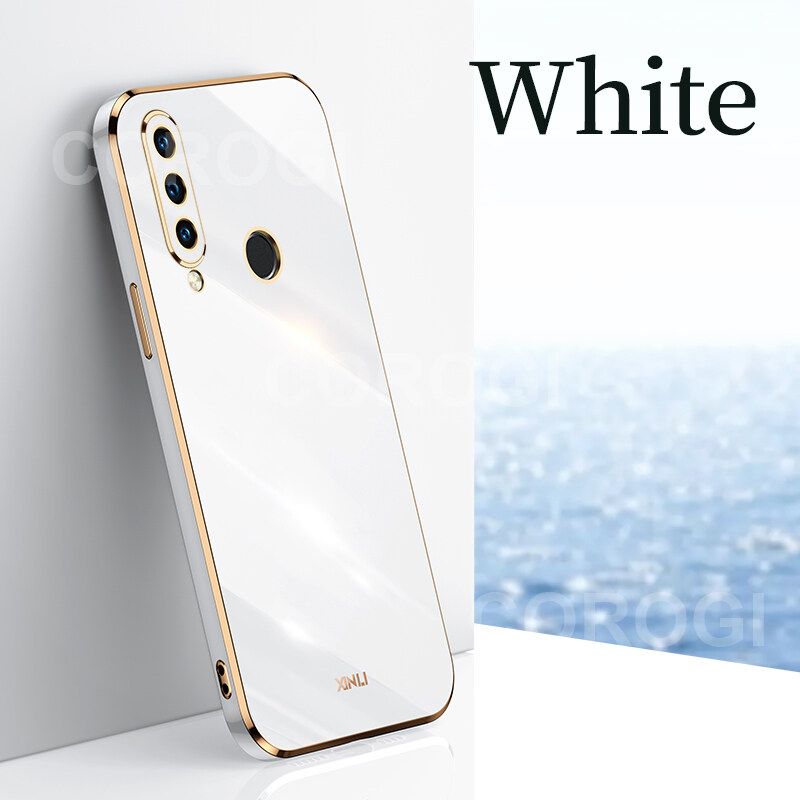 For Huawei Y6P Cover Fashion Shiny Plating Square Bumper Slim Phone Case Soft TPU Silicone Shockproof Protective Back Cover