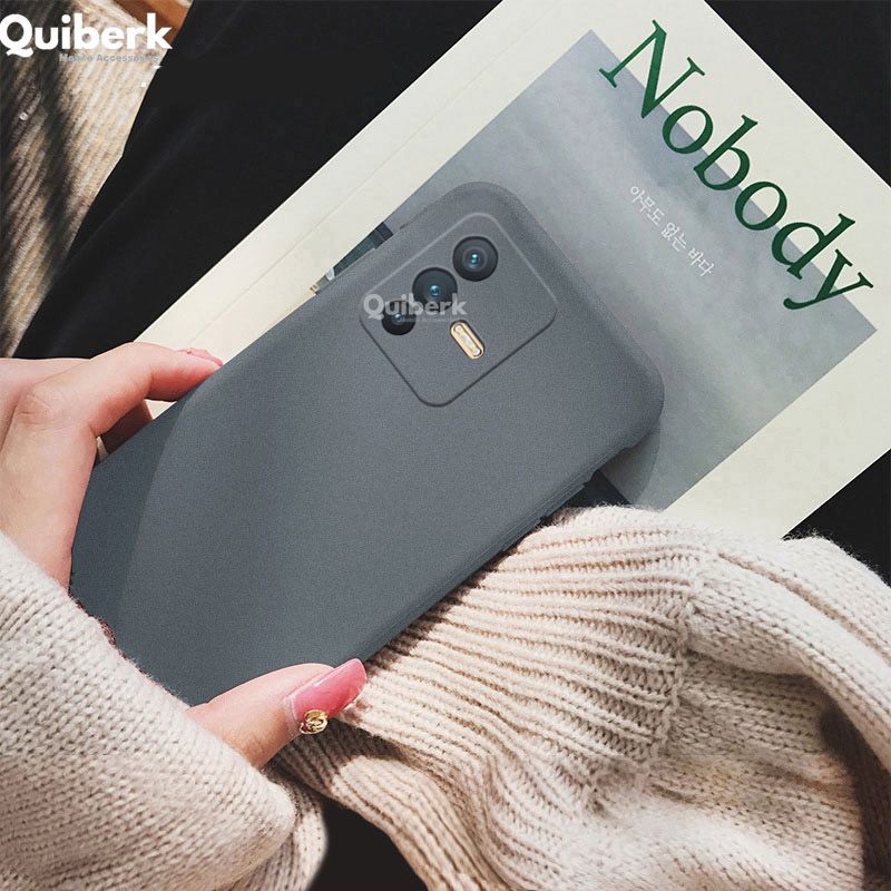 Quiberk for Vivo V23 5G Shockproof Anti-Slip Soft TPU Sandstone Matte Back Case Cover