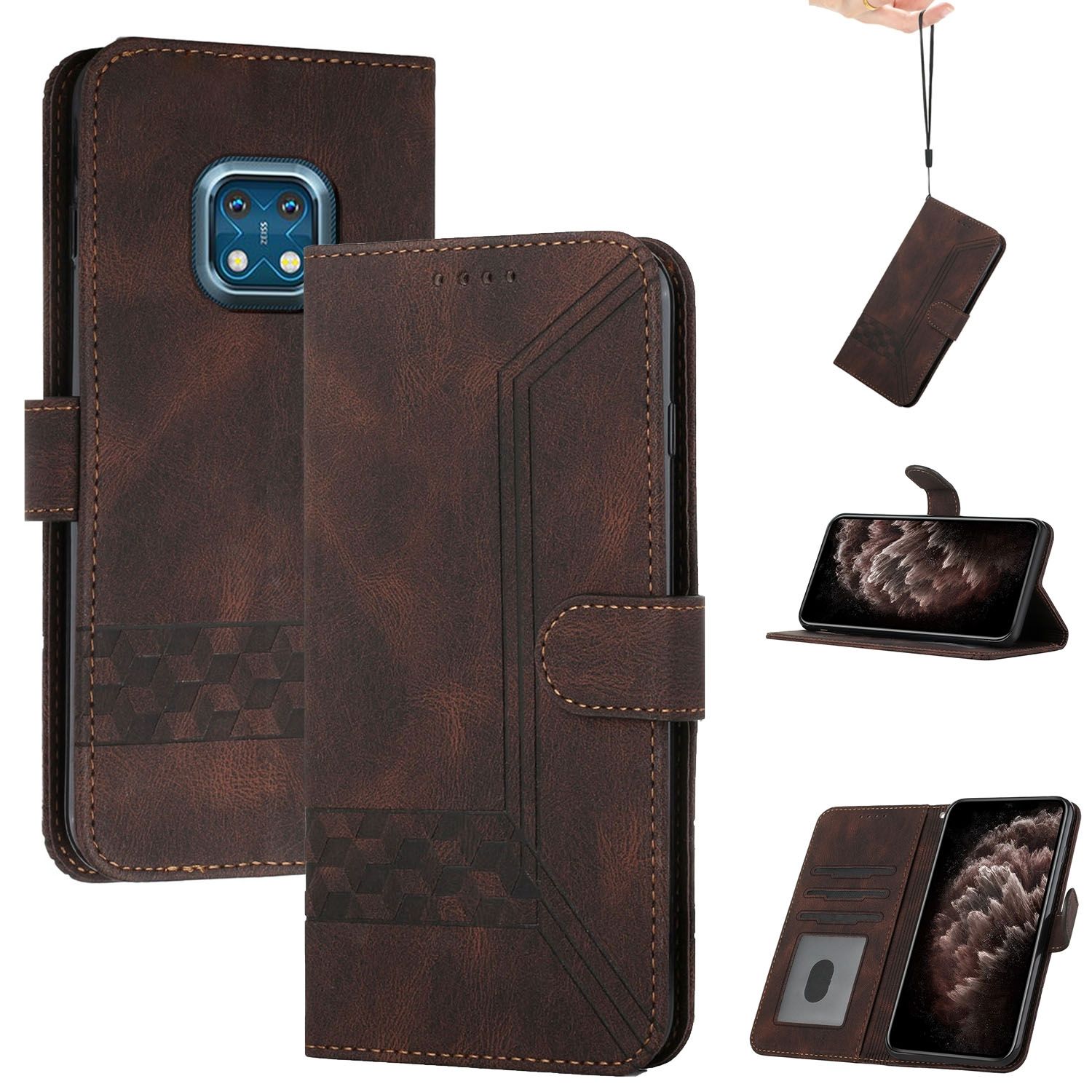 For Nokia XR20 Cubic Skin Feel Flip Leather Phone Case