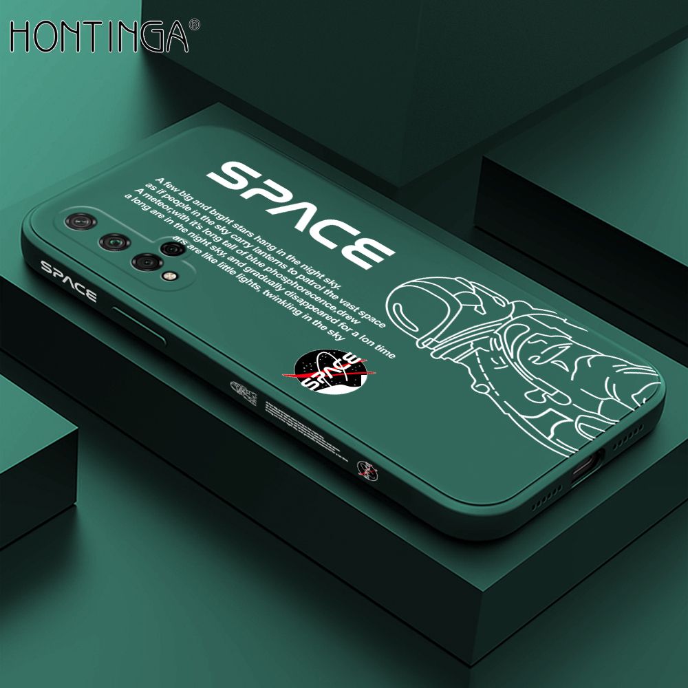 Hontinga for Honor 20 / Nova 5T Back Cover Cool Astronaut Pattern Case Soft Square Edge Liquid Silicone Phone Cases