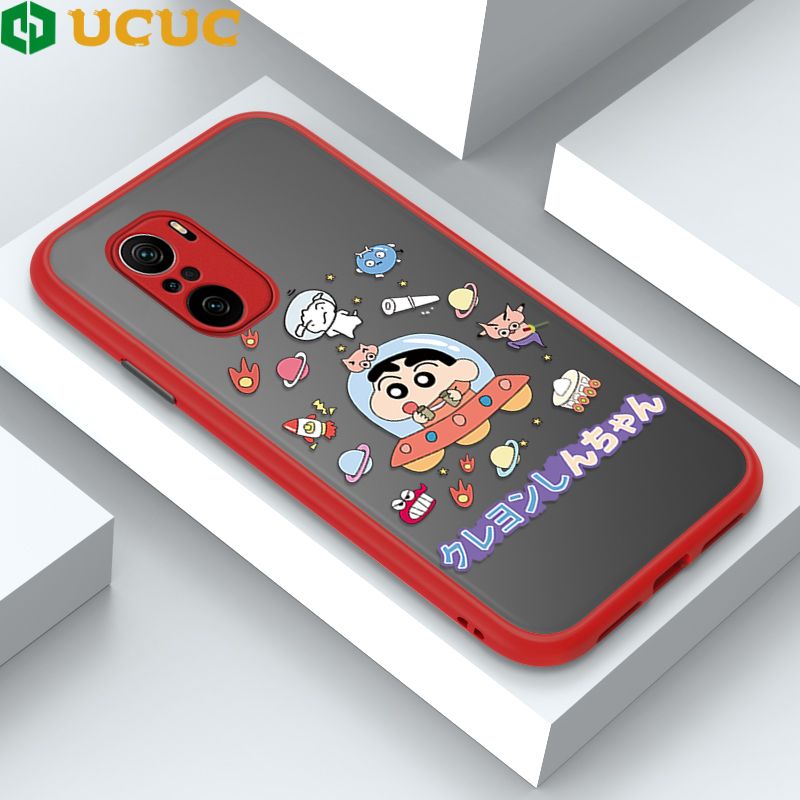 UCUC for Redmi K40 Pro / Redmi K40 / Xiaomi Poco F3 Back Cover Spaceship Shinchan Frosted Transparent Hard Phone Case Thin Shockproof Full Cover Camera Protect Case