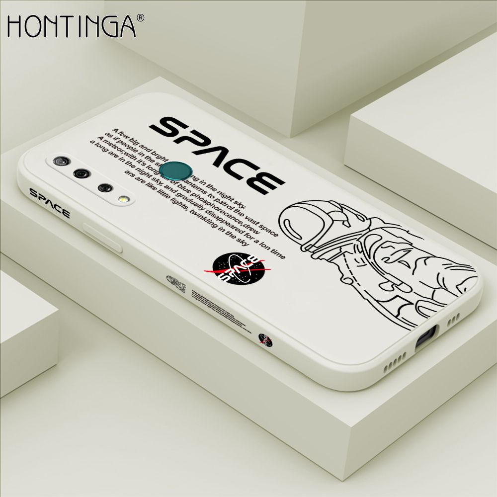 Hontinga for Huawei Y9 Prime 2019 Back Cover Cool Astronaut Pattern Case Soft Square Edge Liquid Silicone Phone Cases